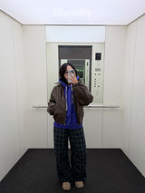 ［ELLY MOLLY］Teddy fur check pants