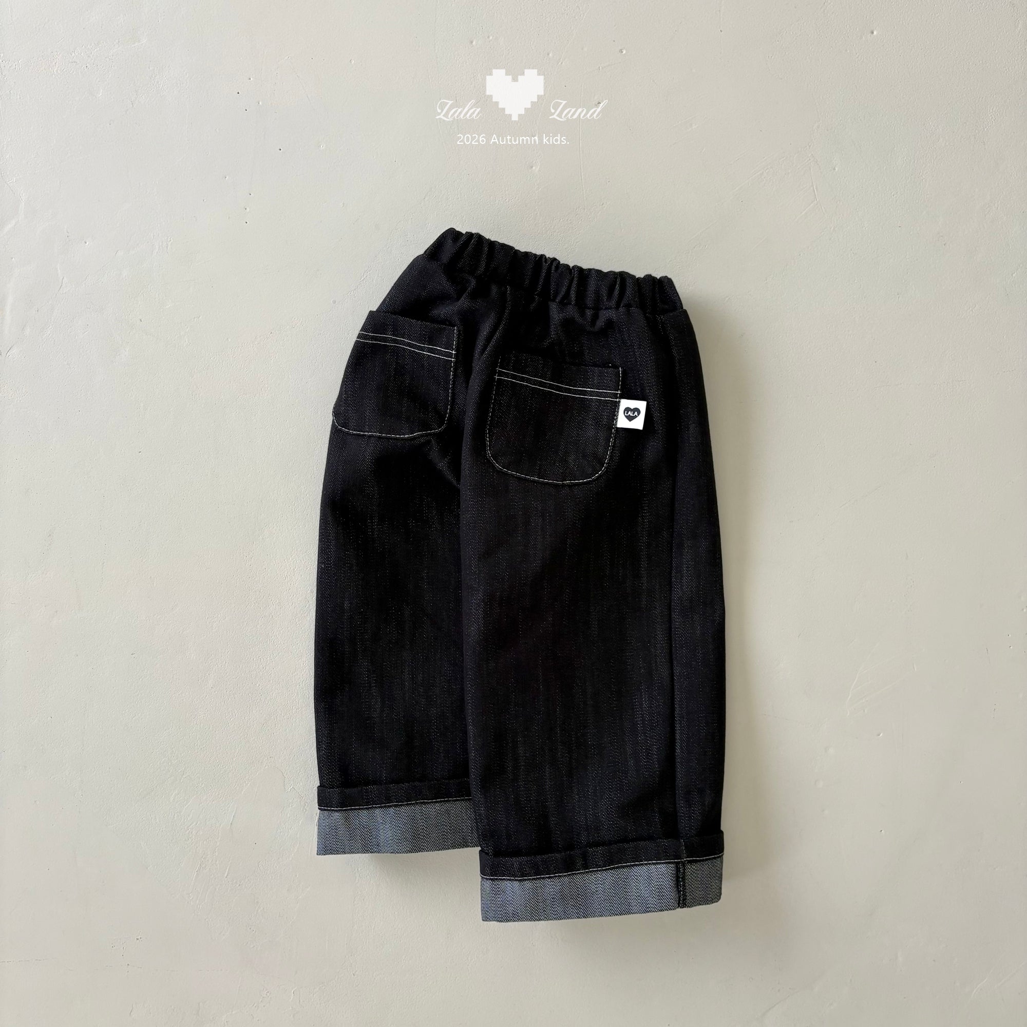 ［Lala land］Roll up denim pants