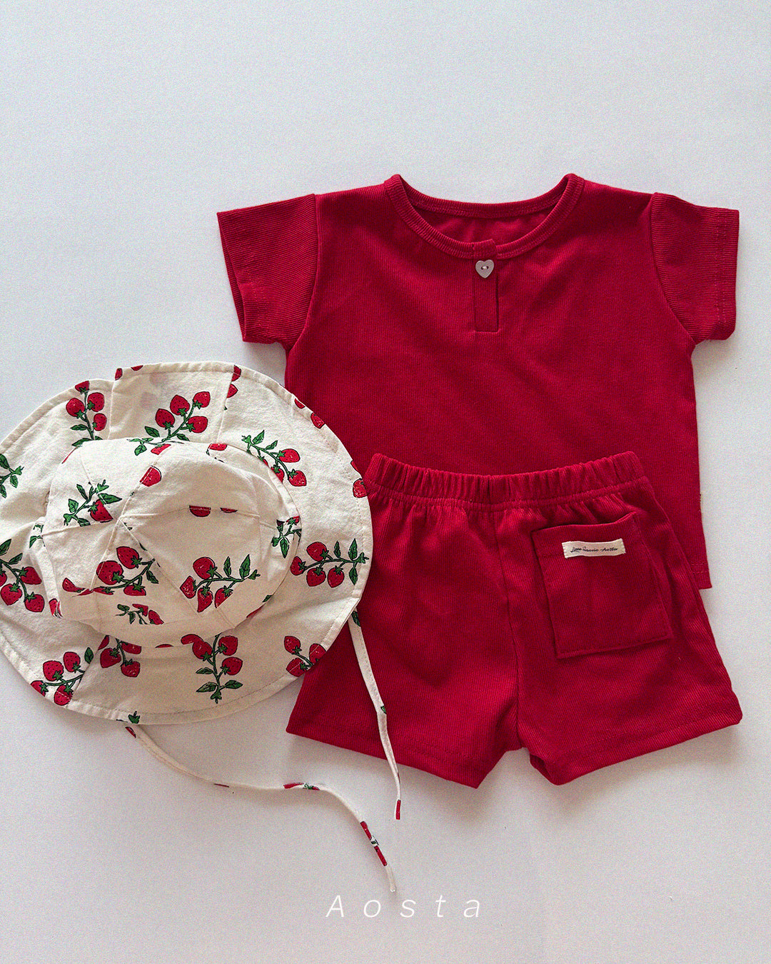 ［Aosta］Heart button tee