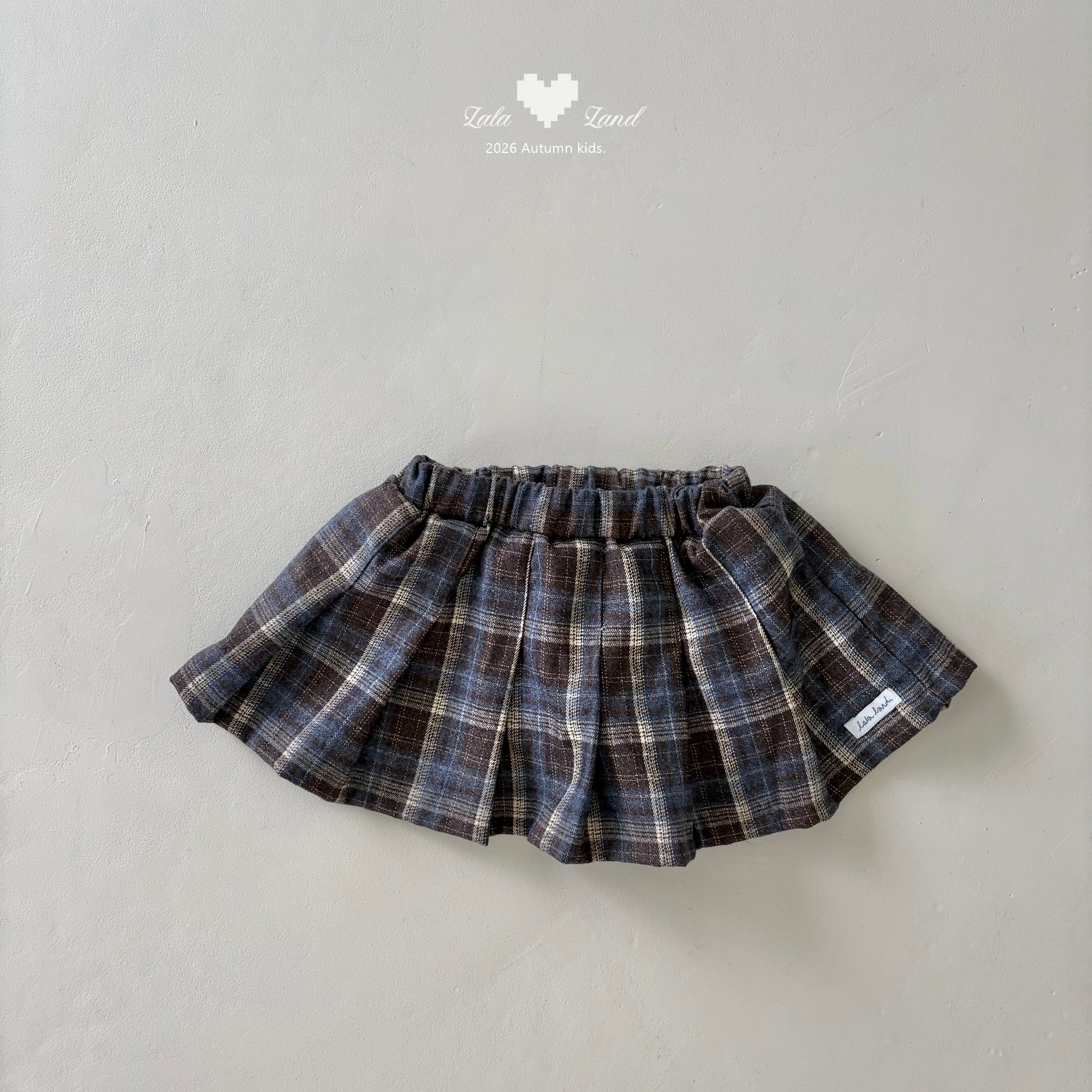 ［Lala land］Eve check pleats skirt