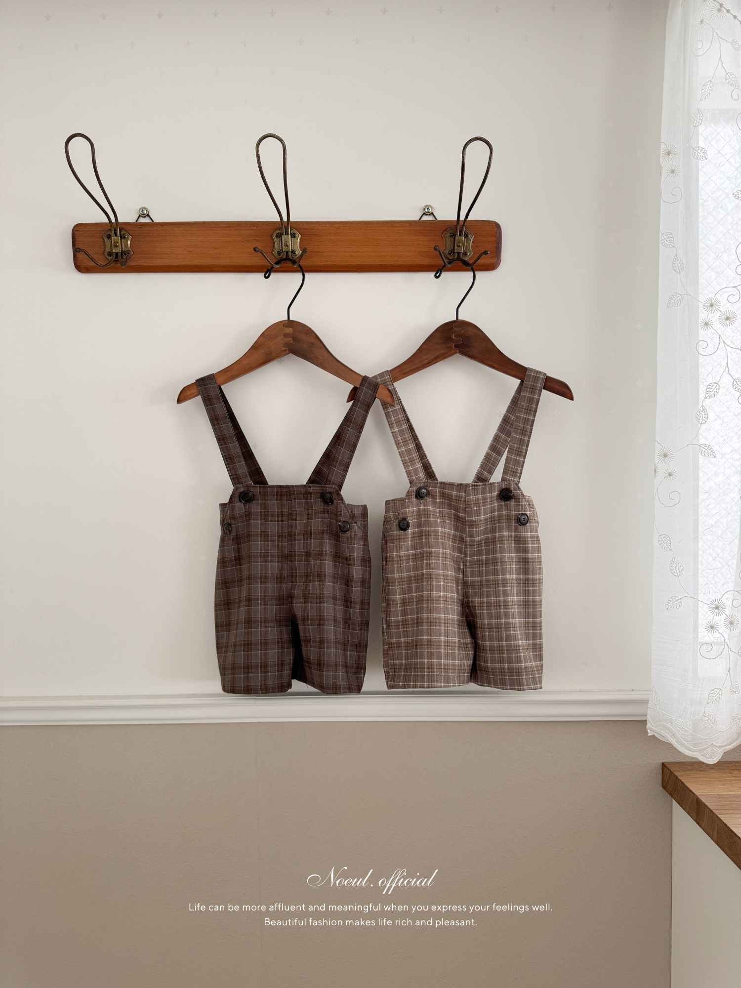 Rommy check suspender pants