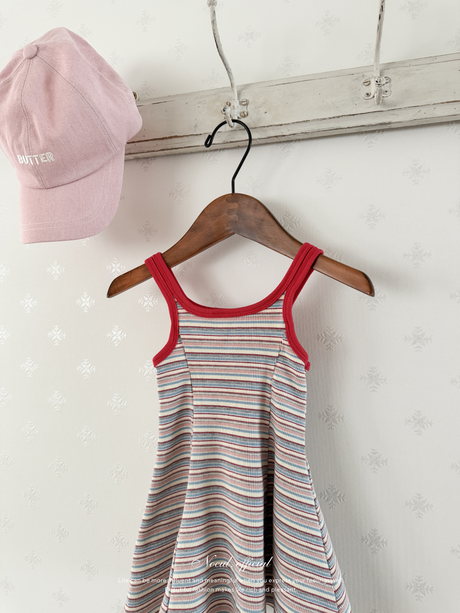 Double strap stripe flare one-piece