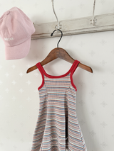 Double strap stripe flare one-piece