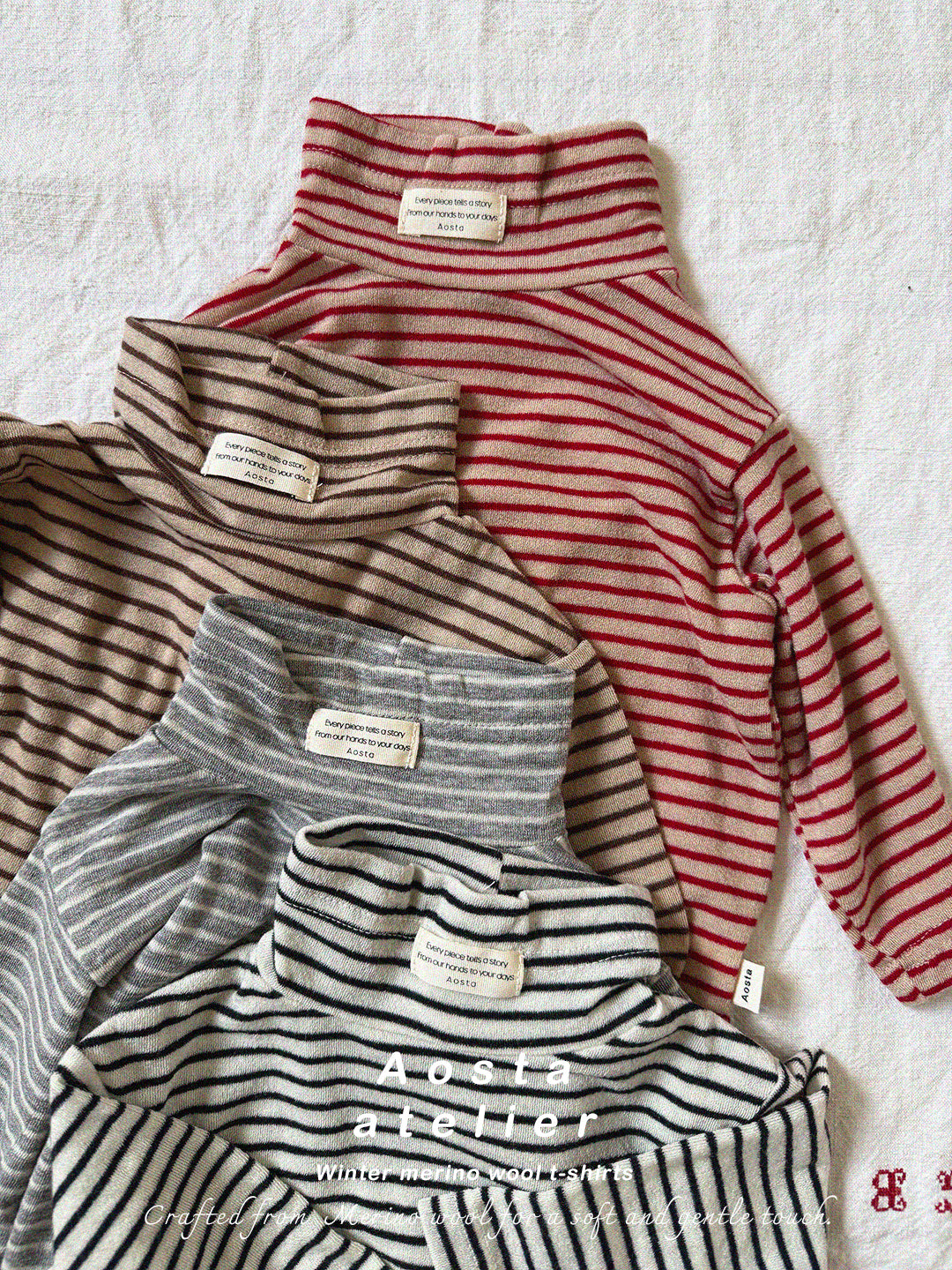 ［Aosta］Wool turtleneck tee