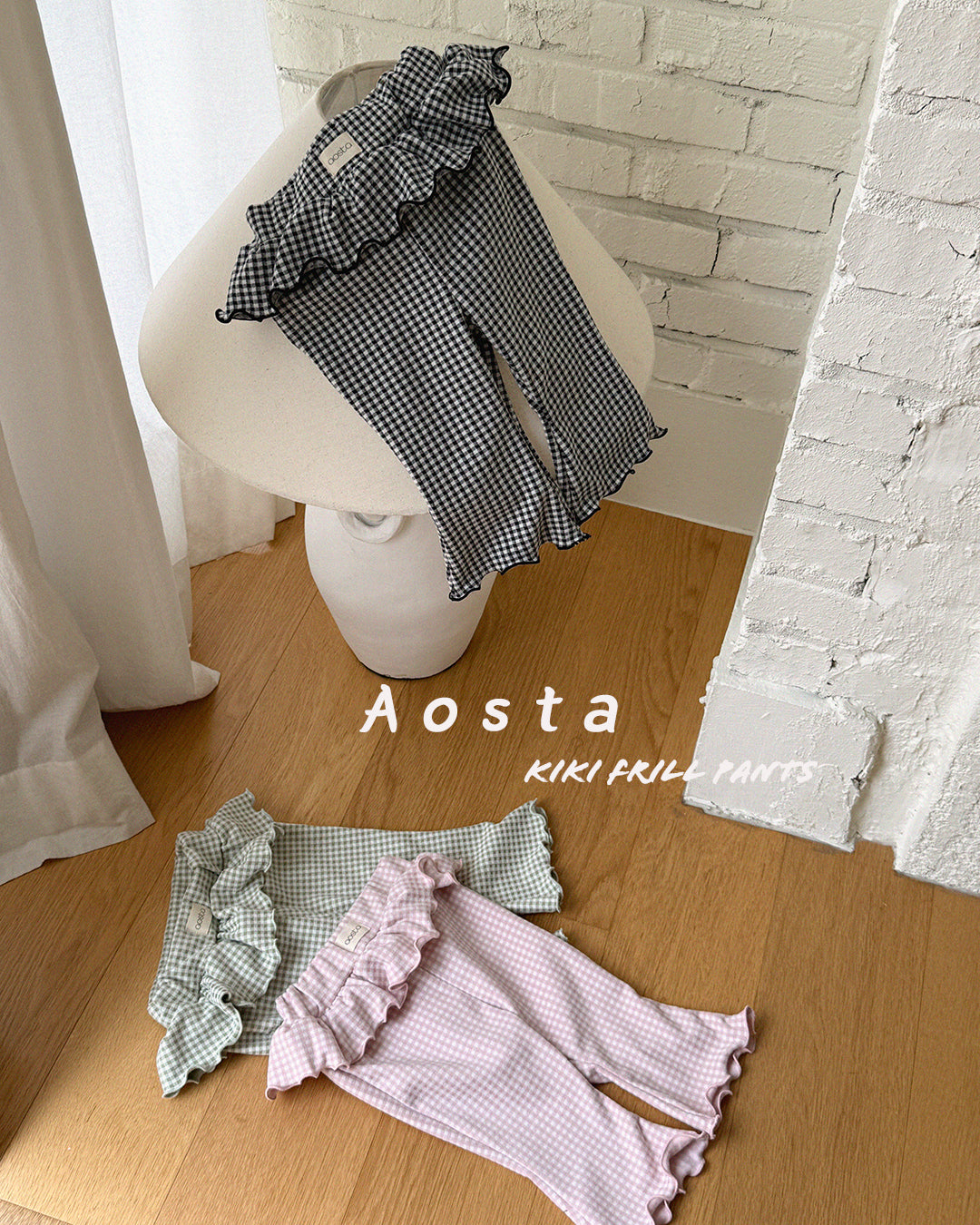 ［Aosta］Kiki Frill Check Pants