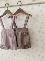 Daisy check suspender skirt
