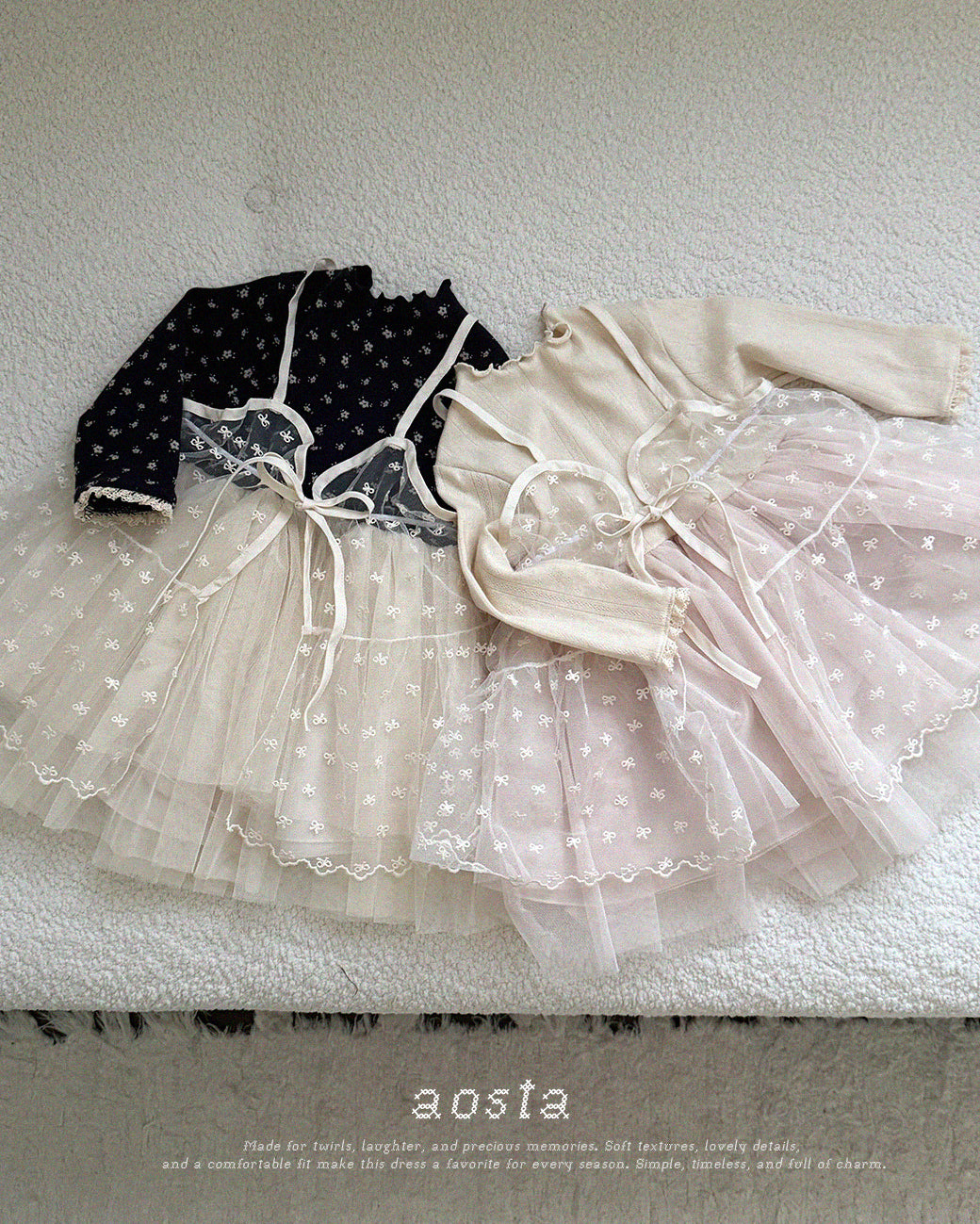 ［Aosta］Lace Ribbon Open Dress