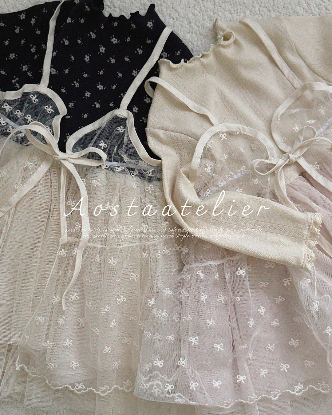 ［Aosta］Lace Ribbon Open Dress