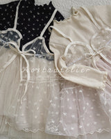 ［Aosta］Lace Ribbon Open Dress
