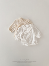 Waffle frill wrap newborn rompers