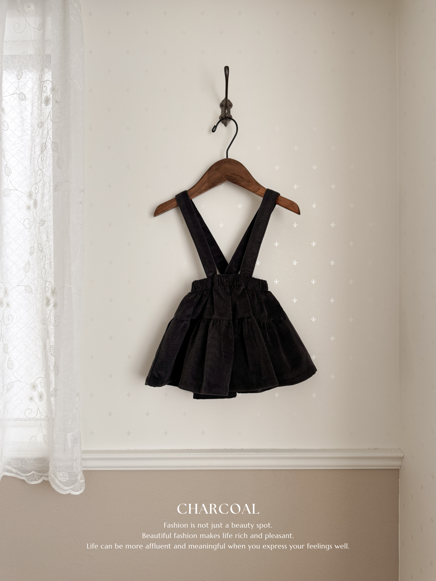 Corduroy suspender cancan skirt