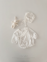 Waffle frill wrap newborn rompers