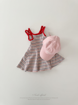 Double strap stripe flare one-piece