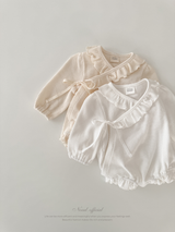 Waffle frill wrap newborn rompers