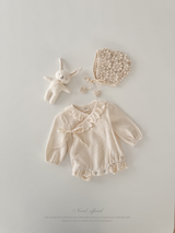 Waffle frill wrap newborn rompers