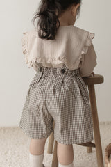 Mini check suspender pants