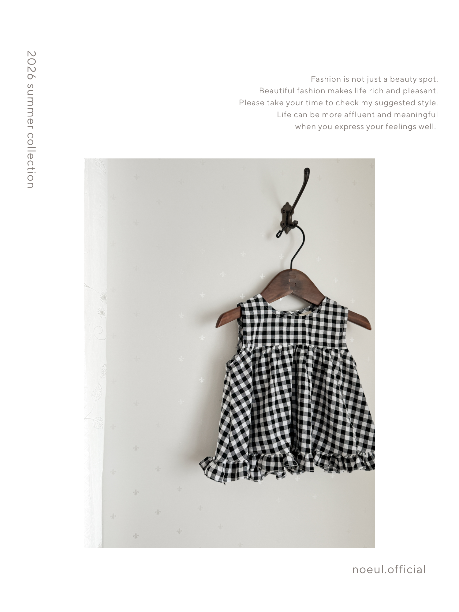 Check frill blouse