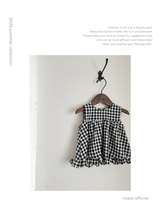 Check frill blouse