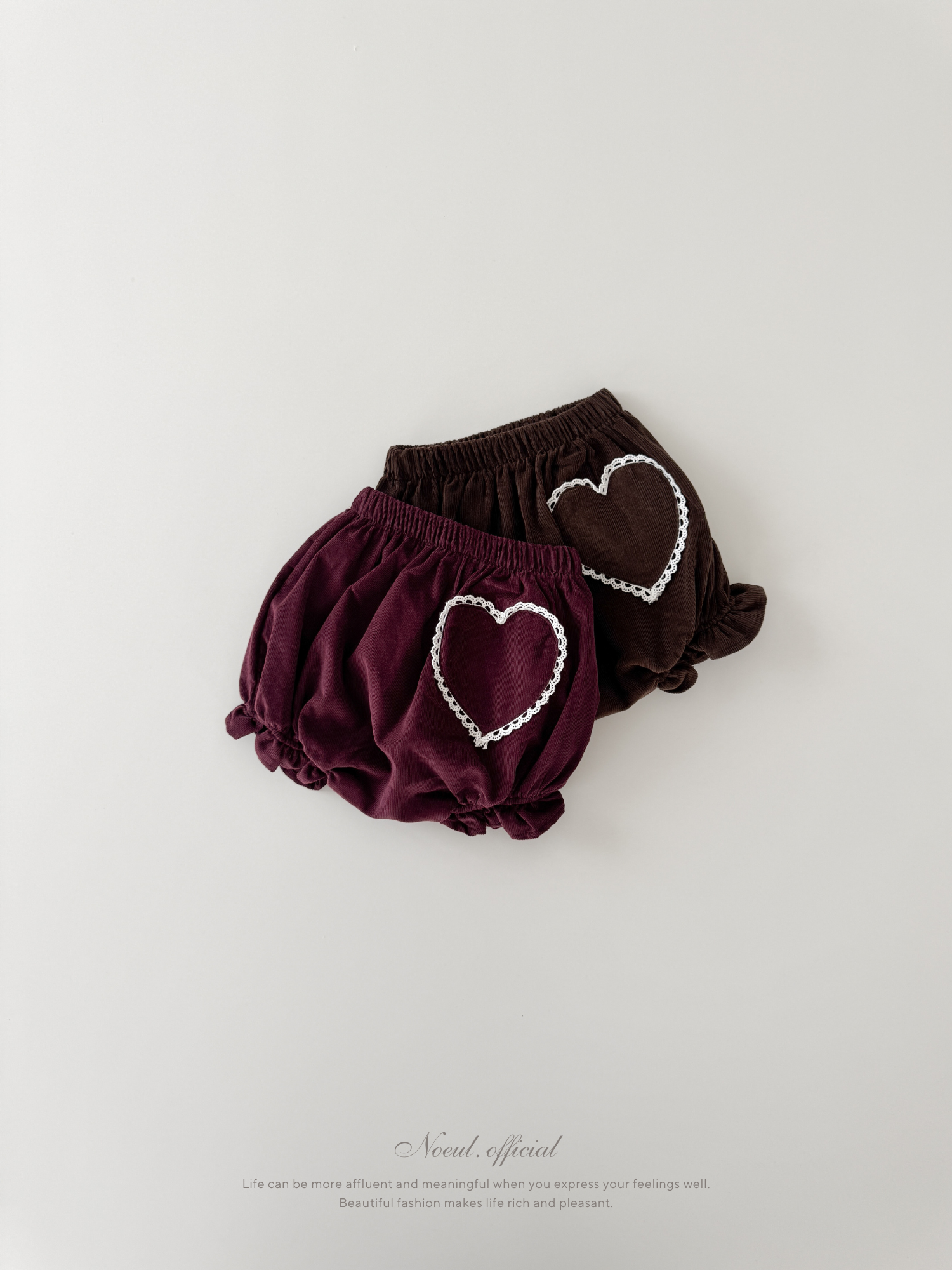 Heart corduroy frill bloomer