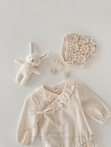 Waffle frill wrap newborn rompers