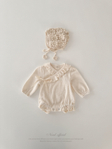 Waffle frill wrap newborn rompers