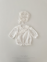 Waffle frill wrap newborn rompers