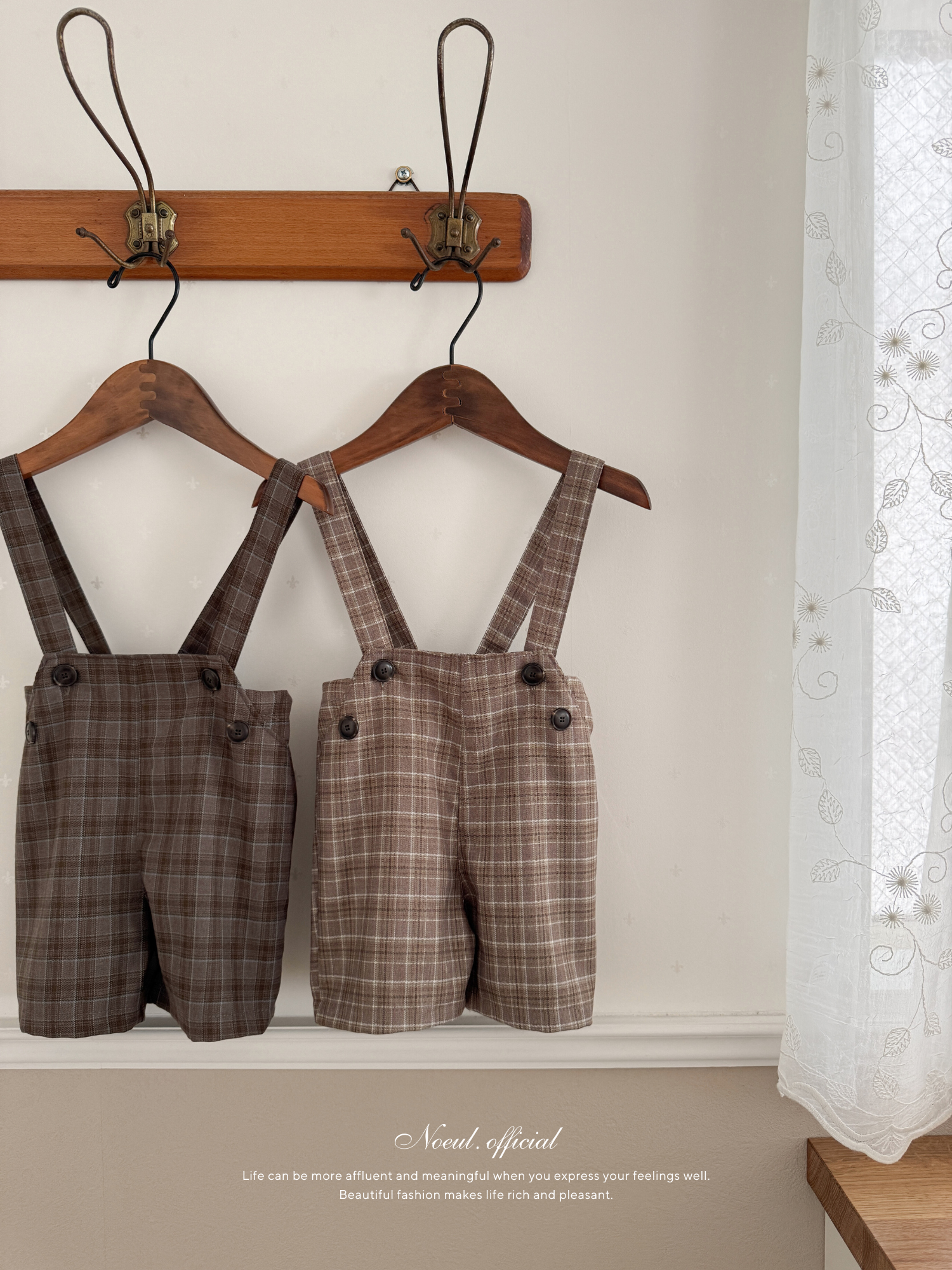 Rommy check suspender pants