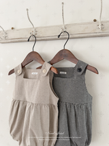 Mini check suspender rompers