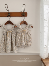 Garden frill ribbon rompers