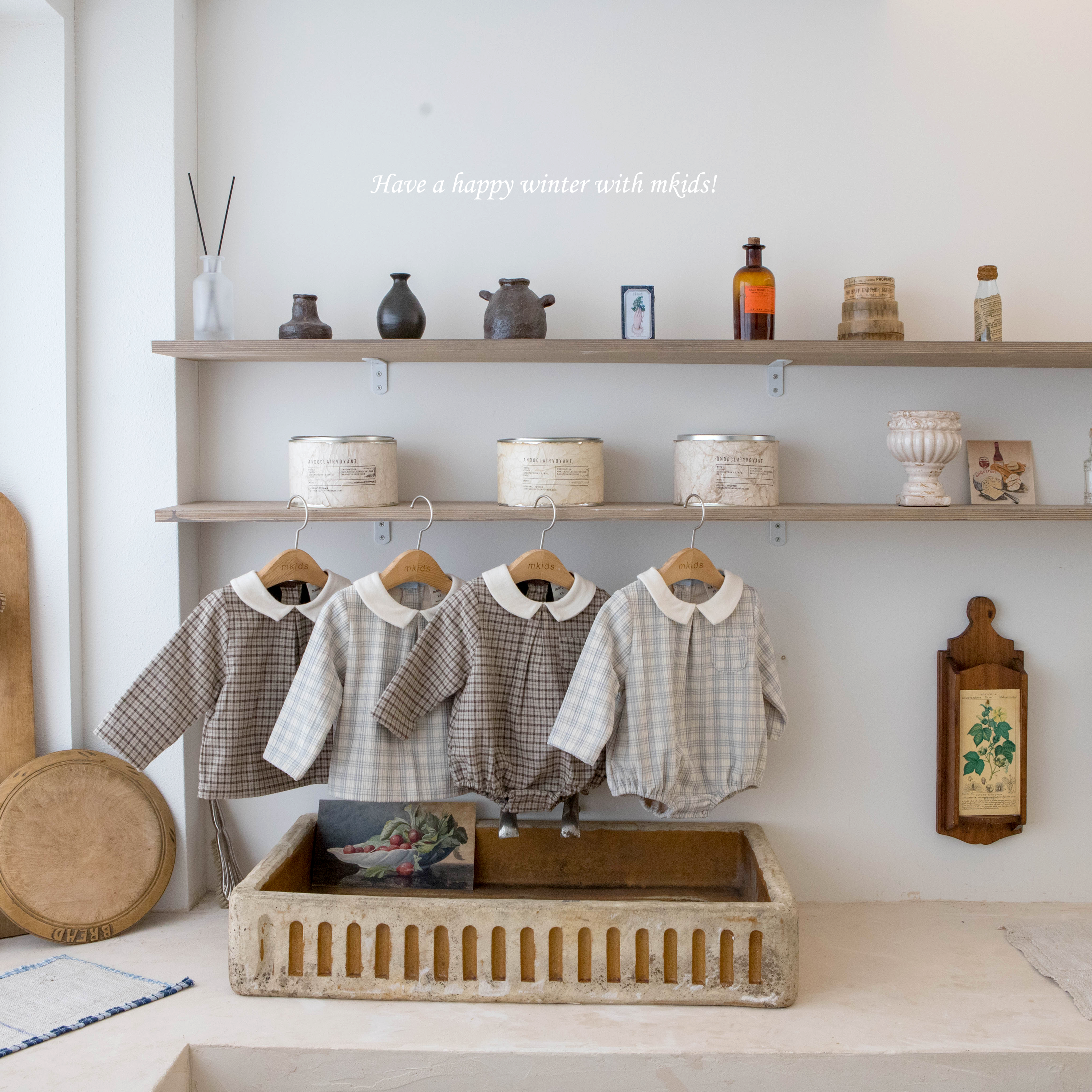 ［mkids］Billy check collar blouse