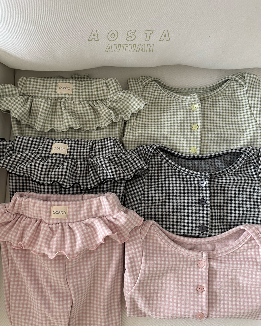 ［Aosta］Kiki Frill Check Pants