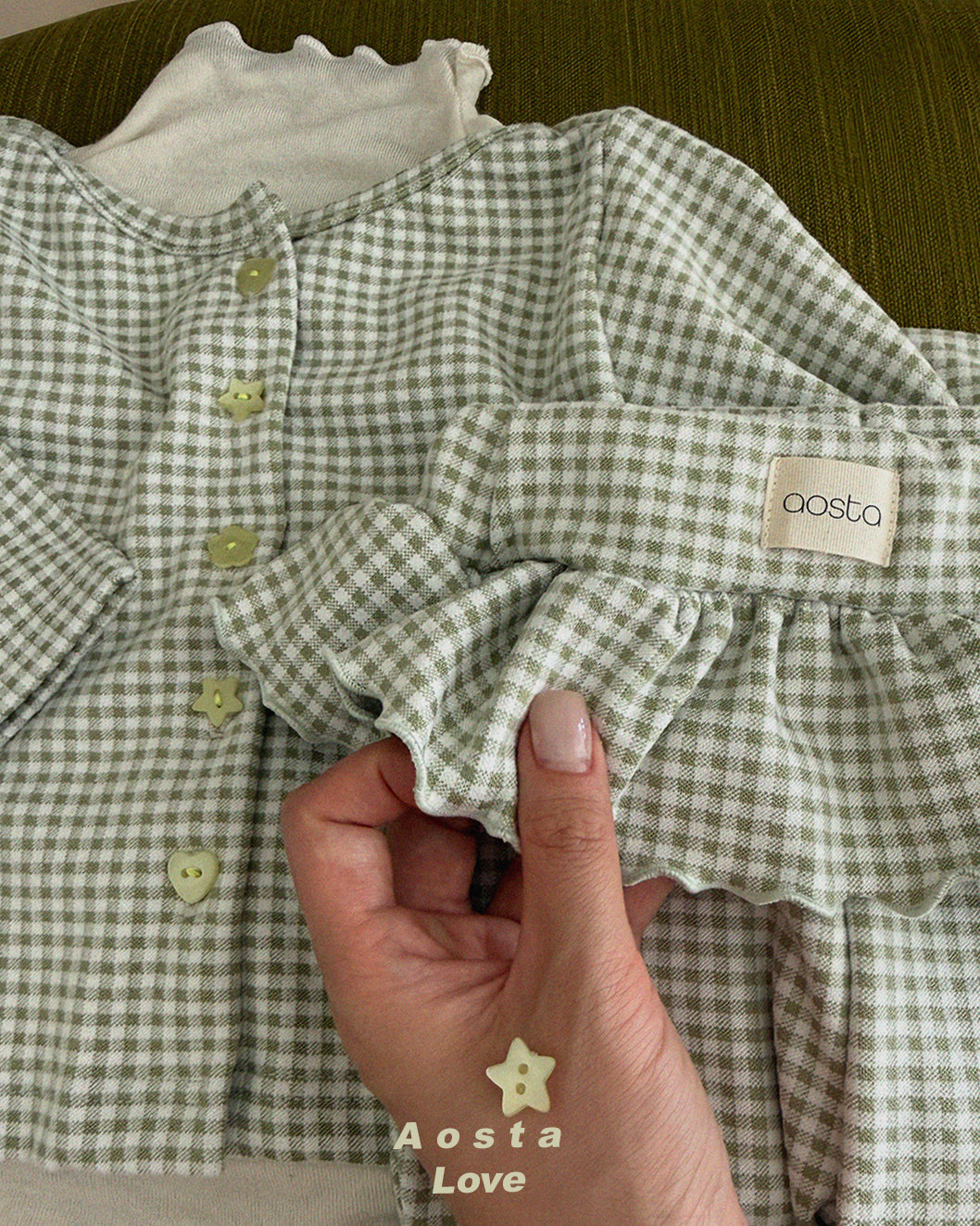 ［Aosta］Kiki Frill Check Pants