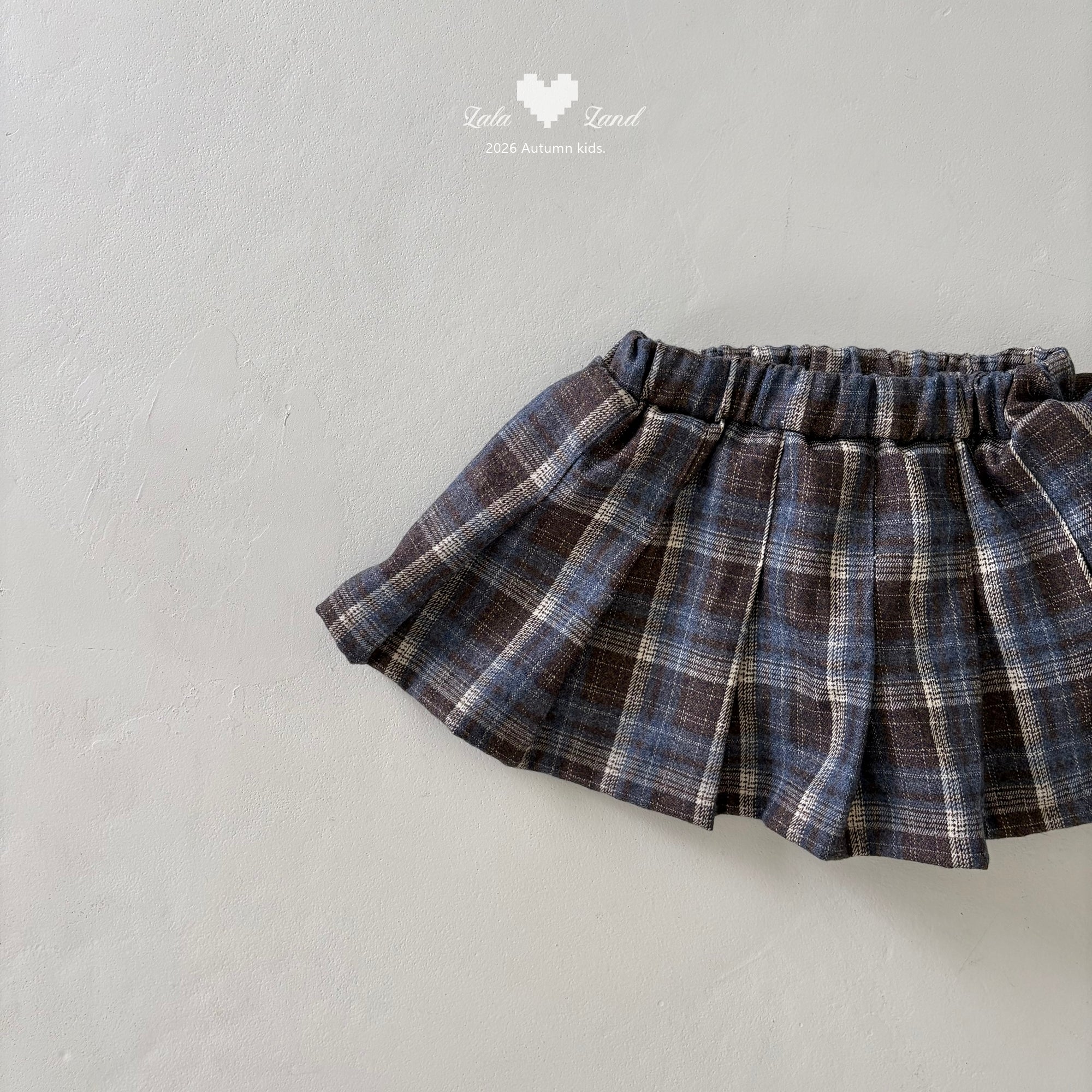 ［Lala land］Eve check pleats skirt