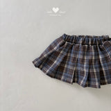 ［Lala land］Eve check pleats skirt