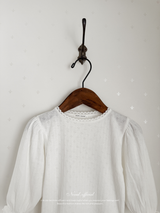 Eyelet lace puff tops