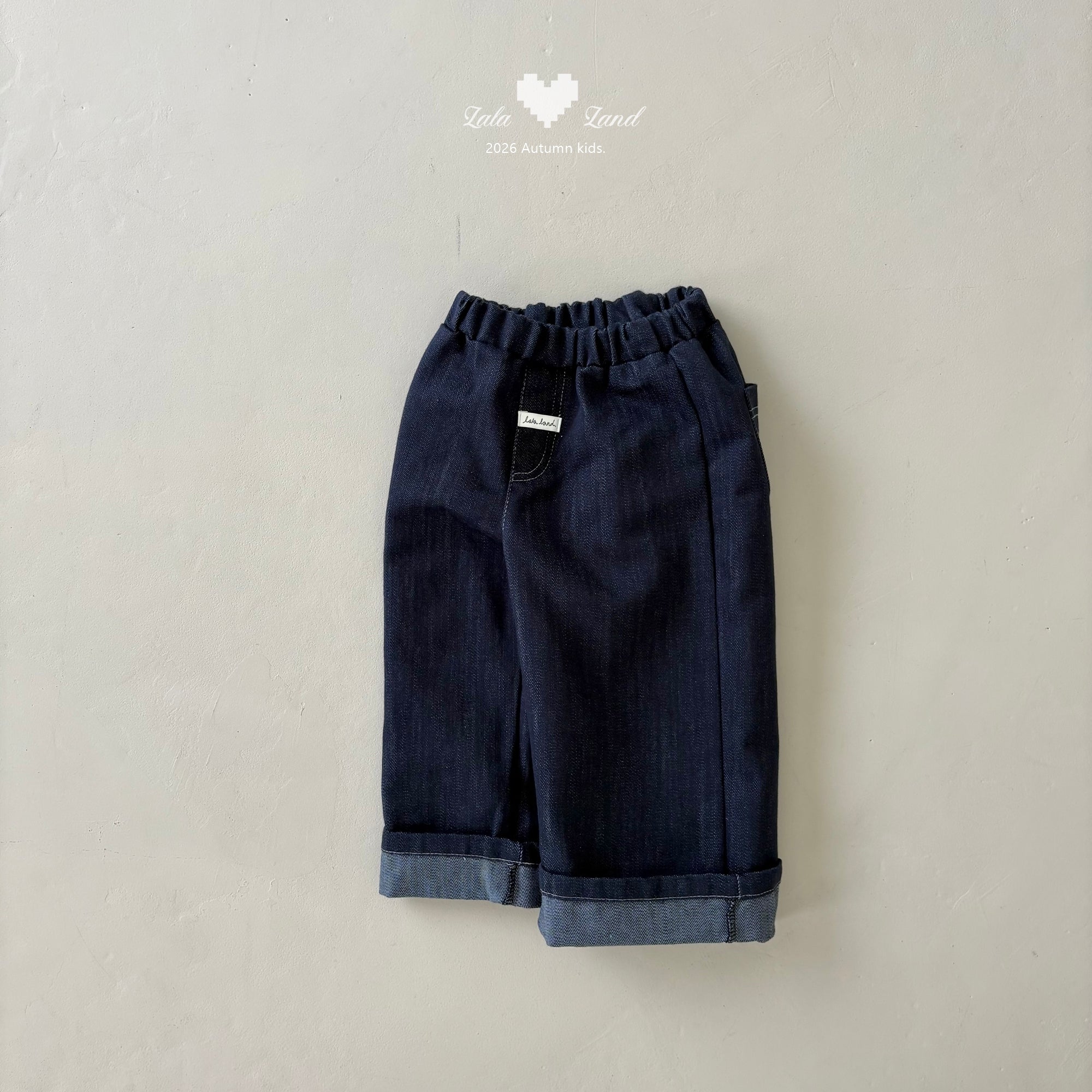 ［Lala land］Roll up denim pants