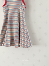 Double strap stripe flare one-piece