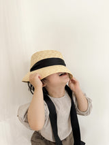Color ribbon straw hat