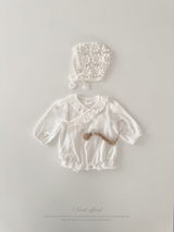 Waffle frill wrap newborn rompers