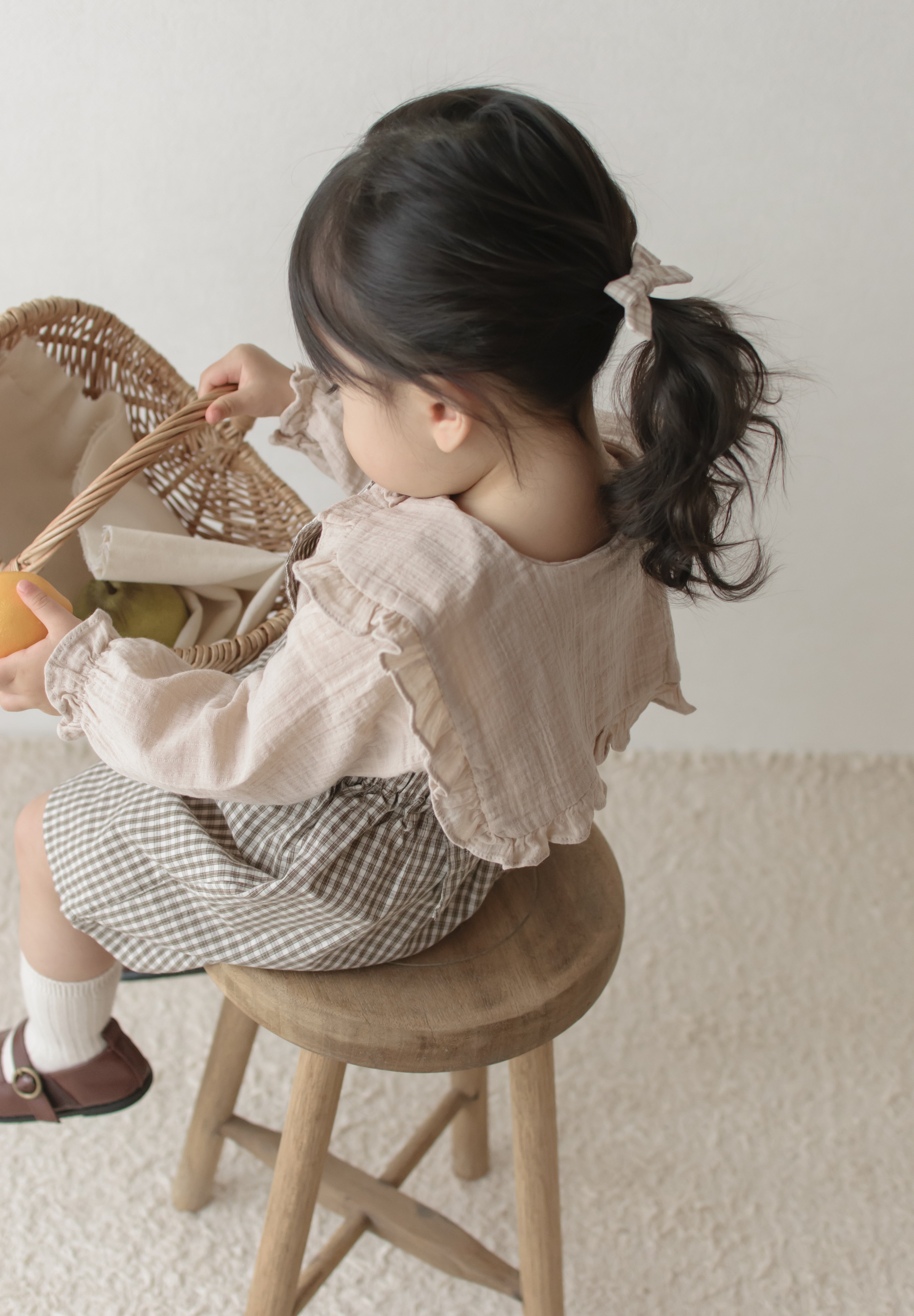 Mini check suspender pants