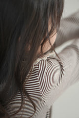 Stripe lace collar tops