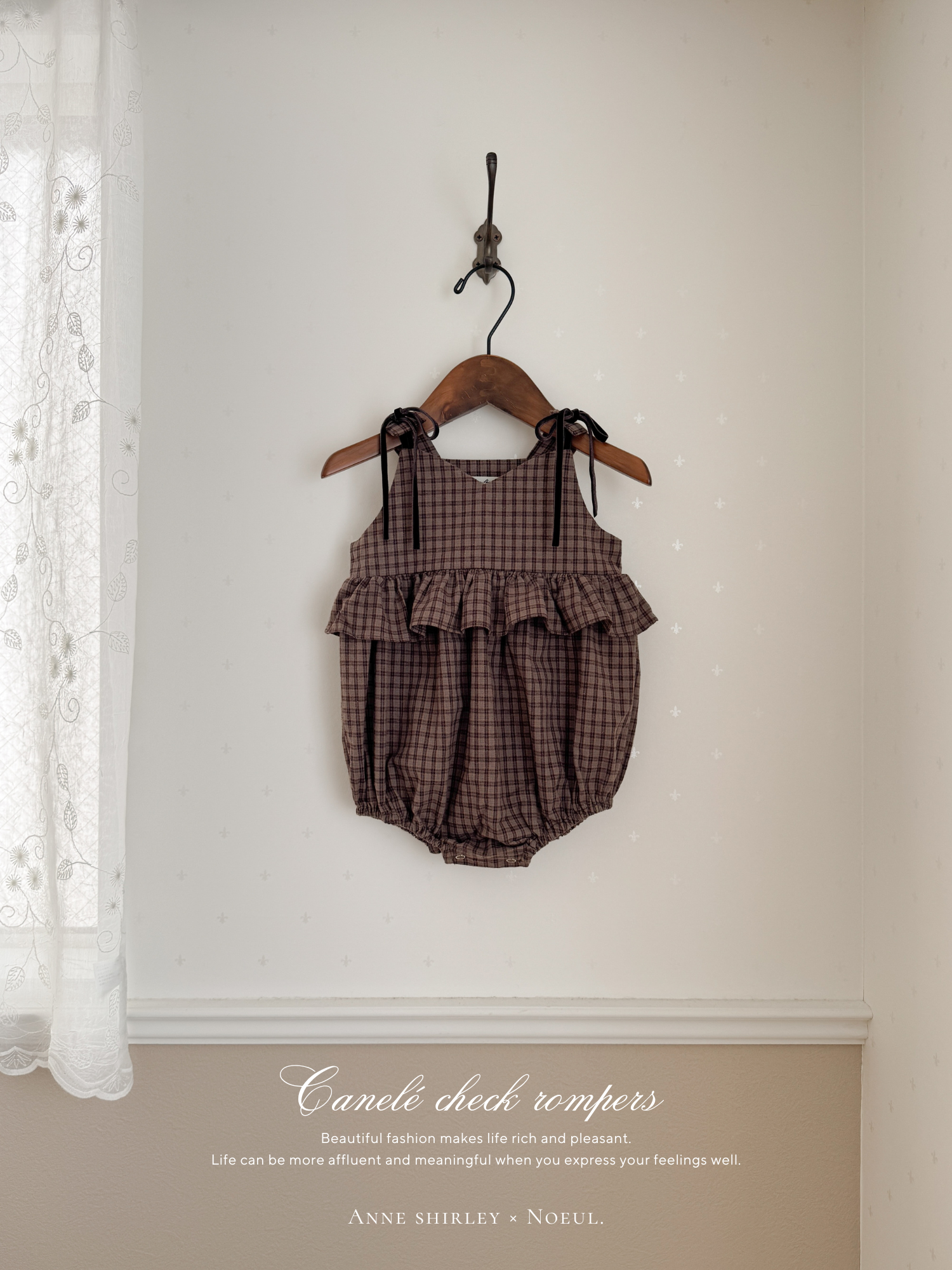 ［Anne shirley × Noeul.］Canelé check rompers