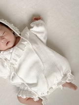Waffle frill wrap newborn rompers
