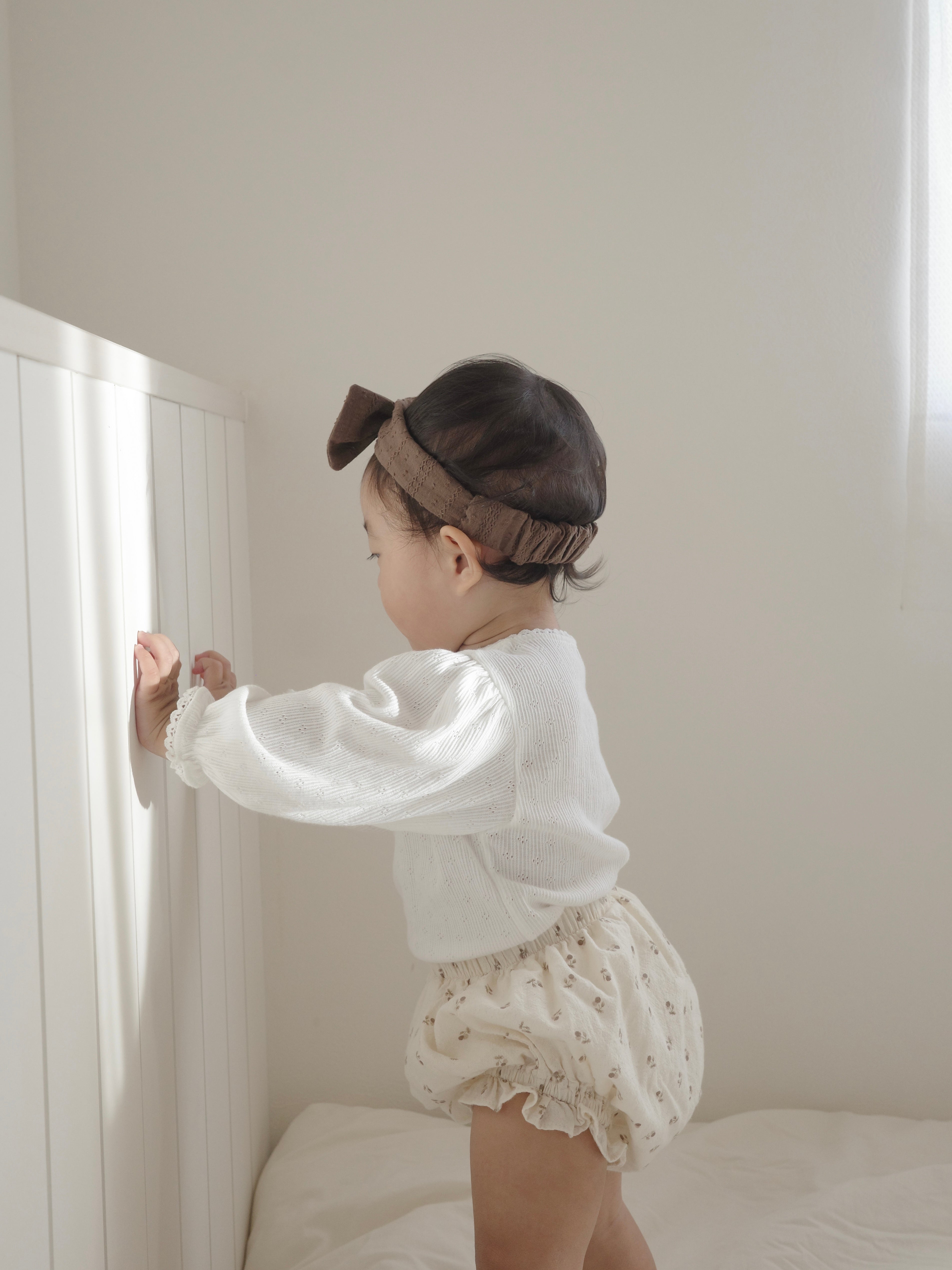 Eyelet lace puff tops