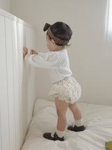 Eyelet lace puff tops