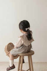 Mini check suspender pants
