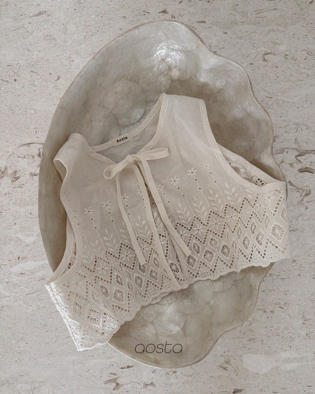 ［Aosta］Lace Jenny Open Vest