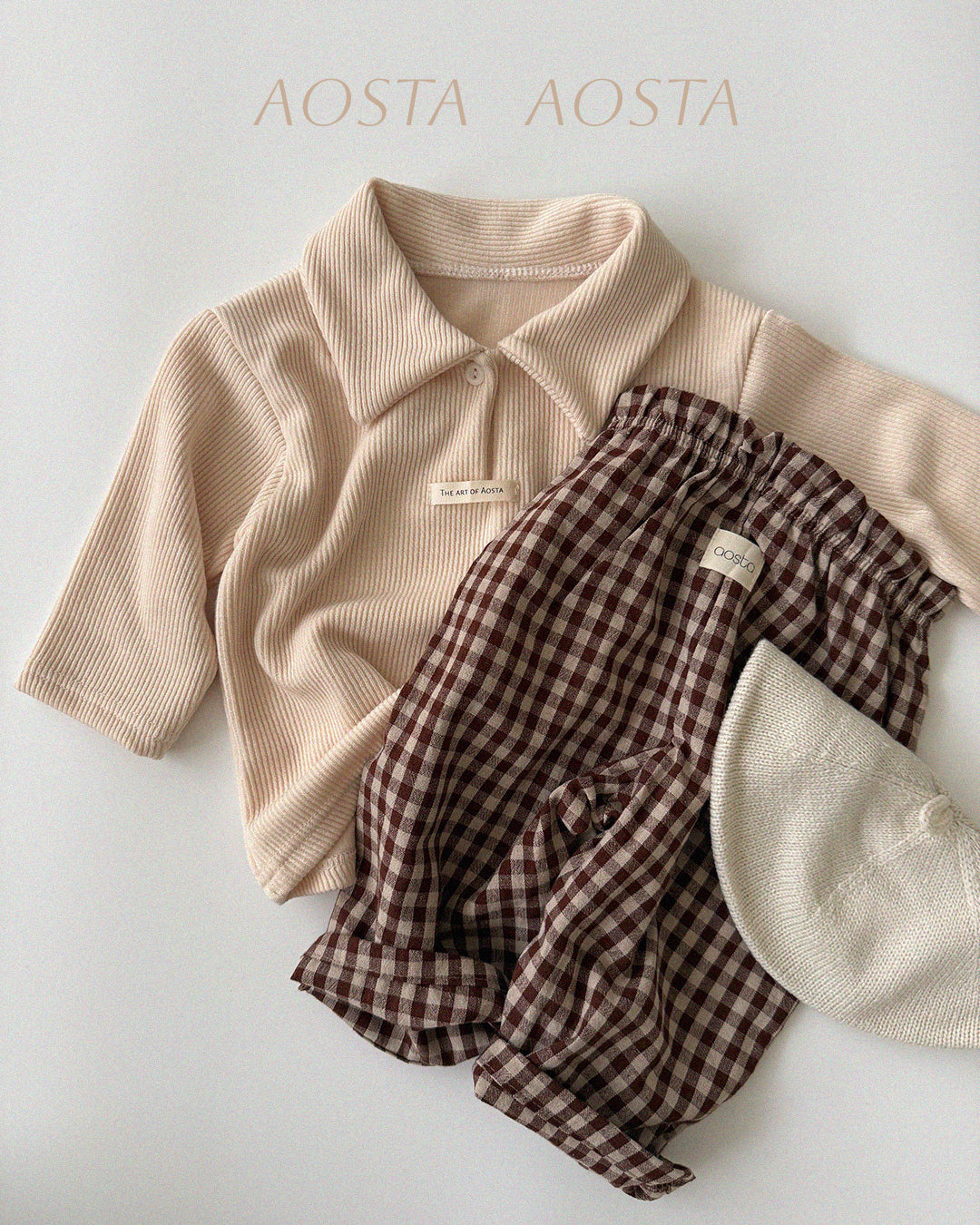 ［Aosta］Caramel Check Pants