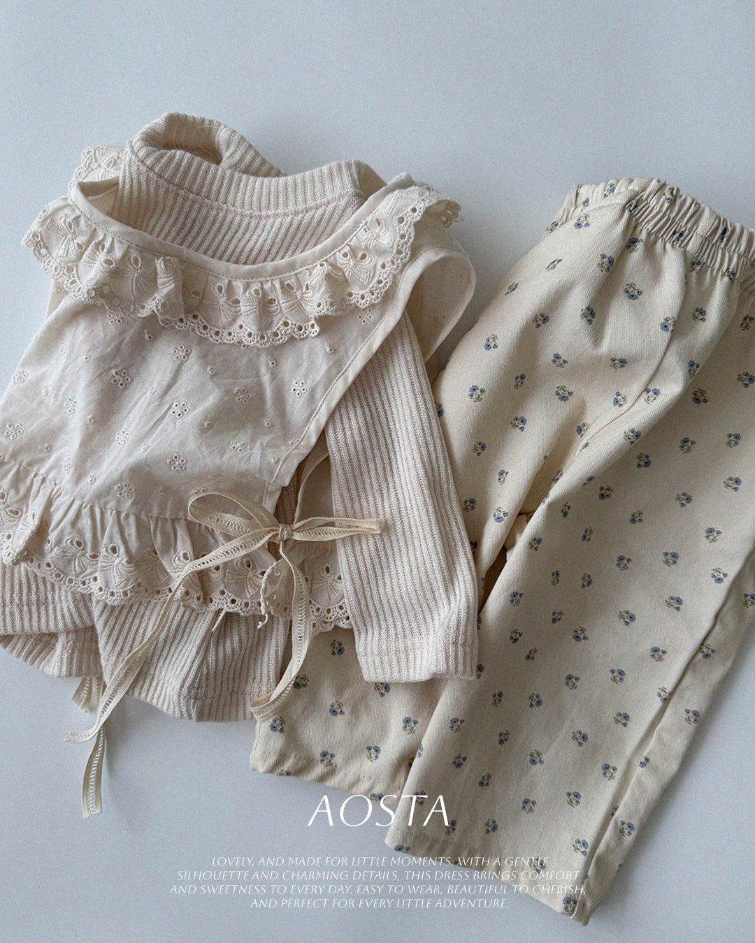 ［Aosta］Love Flower Pants
