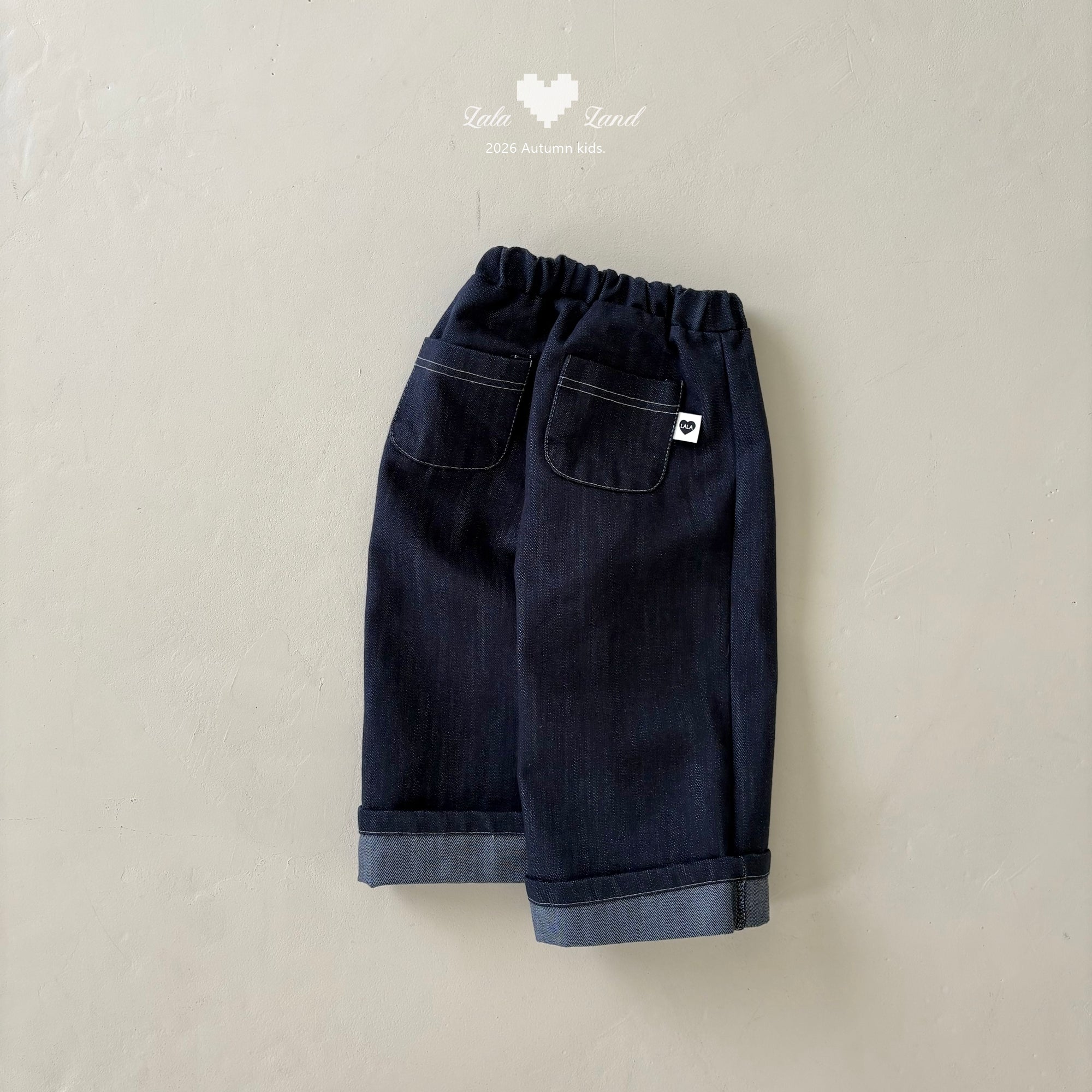 ［Lala land］Roll up denim pants